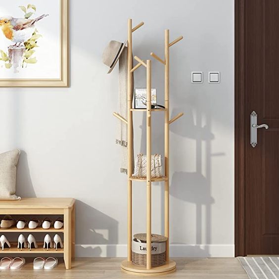 Traditional Painted Wooden Coat Rack